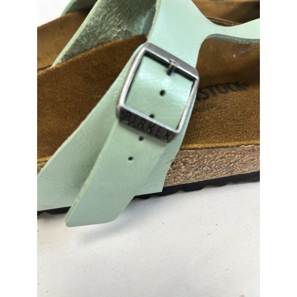 Birkenstock Pearl Green Women 38 Gizeh Slip On Thongs  Flat Sandal Shoes. 💚 - Picture 7 of 10
